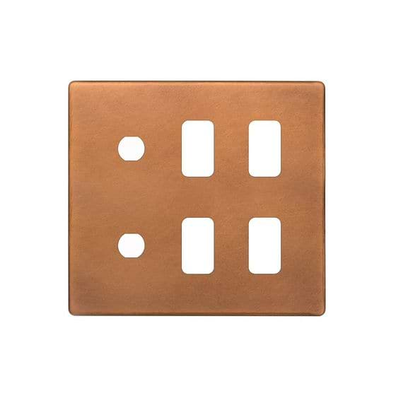 The Chiswick Collection Antique Copper 6 Gang 4RM+2CM Dual Module Grid Switch Plate