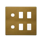 The Belgravia Collection Old Brass 6 Gang 4RM+2CM Dual Module Grid Switch Plate