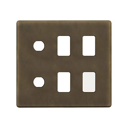 The Westminster Collection Vintage Brass 6 Gang 4RM+2CM Dual Module Grid Switch Plate
