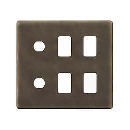 The Westminster Collection Vintage Brass 6 Gang 4RM+2CM Dual Module Grid Switch Plate
