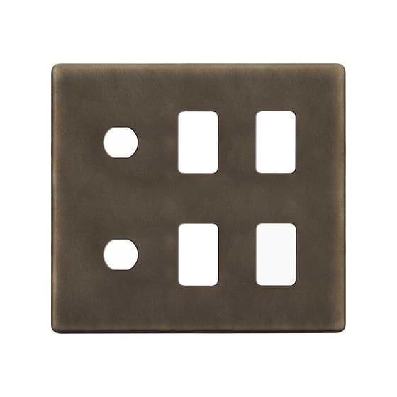 The Westminster Collection Vintage Brass 6 Gang 4RM+2CM Dual Module Grid Switch Plate