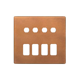 The Chiswick Collection Antique Copper 8 Gang 4RM+4CM Dual Module Grid Switch Plate