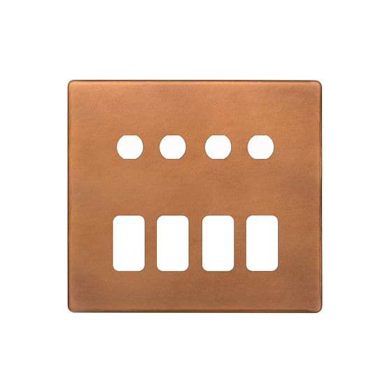 The Chiswick Collection Antique Copper 8 Gang 4RM+4CM Dual Module Grid Switch Plate