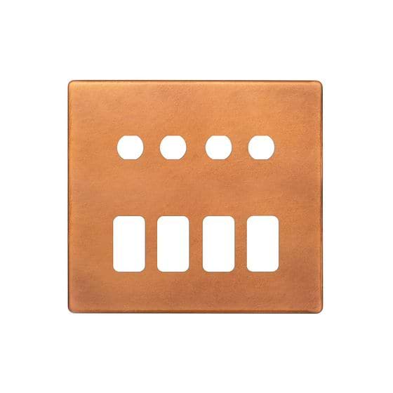 The Chiswick Collection Antique Copper 8 Gang 4RM+4CM Dual Module Grid Switch Plate
