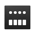 The Camden Collection Matt Black 8 Gang 4RM+4CM Dual Module Grid Switch Plate