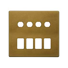 The Belgravia Collection Old Brass 8 Gang 4RM+4CM Dual Module Grid Switch Plate