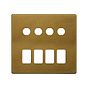 The Belgravia Collection Old Brass 8 Gang 4RM+4CM Dual Module Grid Switch Plate