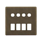The Westminster Collection Vintage Brass 8 Gang 4RM+4CM Dual Module Grid Switch Plate