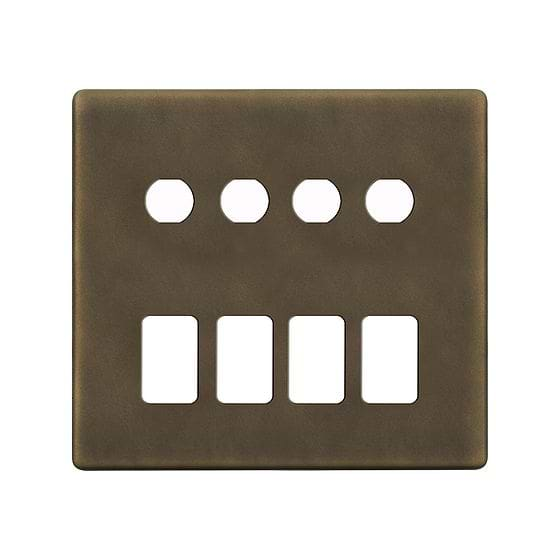 The Westminster Collection Vintage Brass 8 Gang 4RM+4CM Dual Module Grid Switch Plate