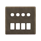 The Westminster Collection Vintage Brass 8 Gang 4RM+4CM Dual Module Grid Switch Plate