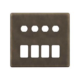 The Westminster Collection Vintage Brass 8 Gang 4RM+4CM Dual Module Grid Switch Plate