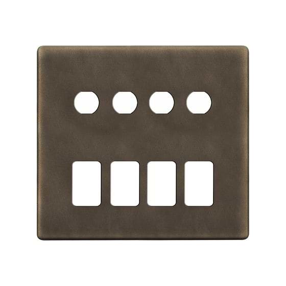The Westminster Collection Vintage Brass 8 Gang 4RM+4CM Dual Module Grid Switch Plate