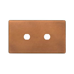 The Chiswick Collection Antique Copper 2 Gang (Lg Plt) CM Circular Module Grid Switch Plate