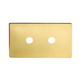 The Savoy Collection Brushed Brass 2 Gang (Lg Plt) CM Circular Module Grid Switch Plate