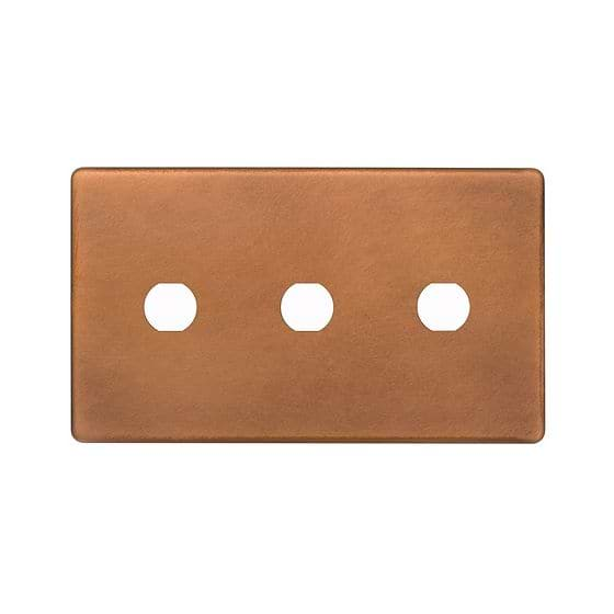 The Chiswick Collection Antique Copper 3 Gang CM Circular Module Grid Switch Plate