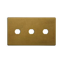 The Belgravia Collection Old Brass 3 Gang CM Circular Module Grid Switch Plate
