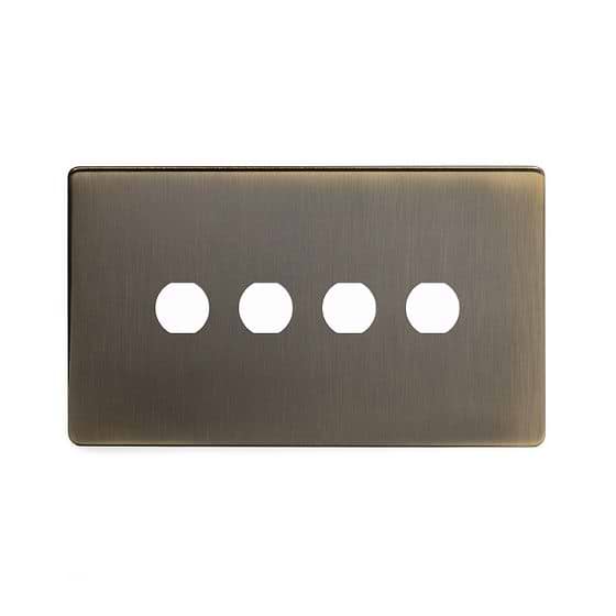 The Charterhouse Collection 4 Gang CM Circular Module Grid Switch Plate Antique Brass