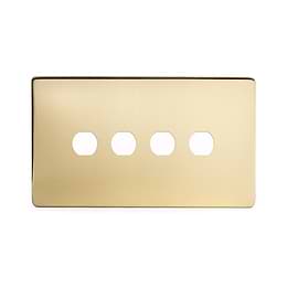 The Savoy Collection Brushed Brass 4 Gang CM Circular Module Grid Switch Plate