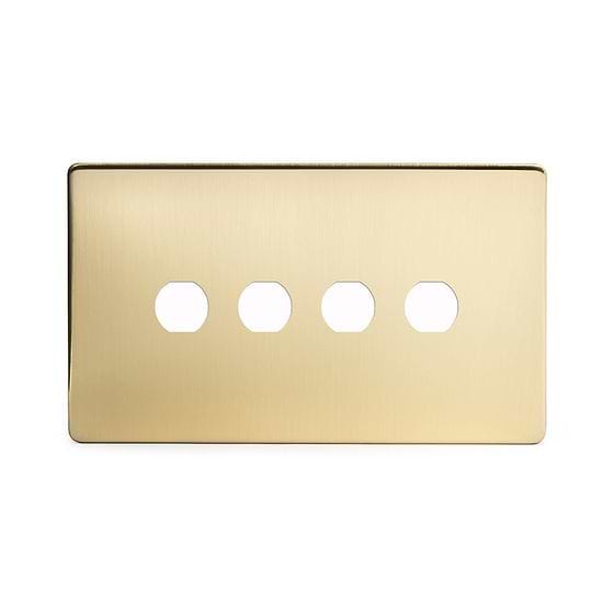 The Savoy Collection Brushed Brass 4 Gang CM Circular Module Grid Switch Plate