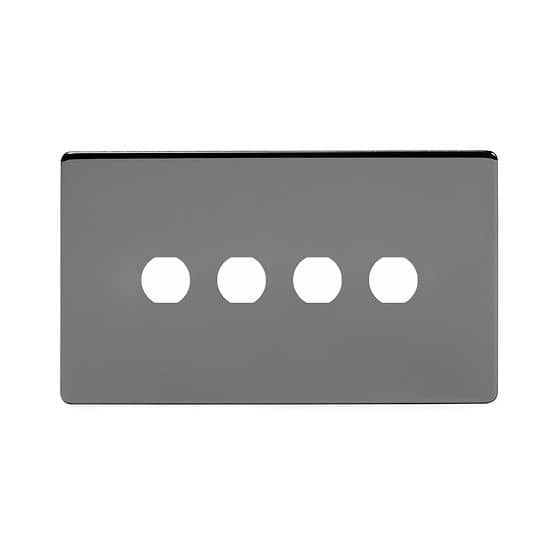 The Connaught Collection Black Nickel 4 Gang CM Circular Module Grid Switch Plate