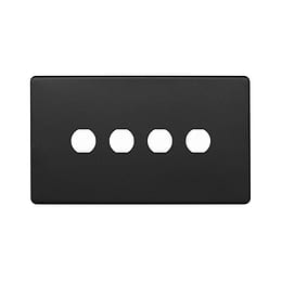 The Camden Collection Matt Black 4 Gang CM Circular Module Grid Switch Plate