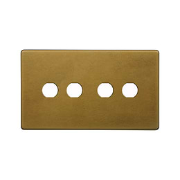 The Belgravia Collection Old Brass 4 Gang CM Circular Module Grid Switch Plate