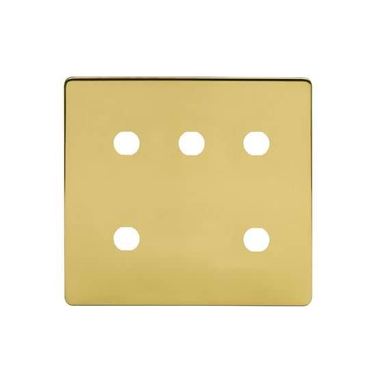 The Savoy Collection Brushed Brass 5 Gang CM Circular Module Grid Switch Plate