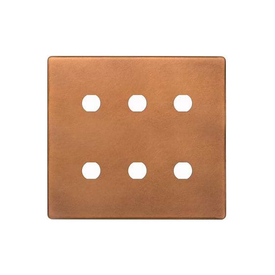The Chiswick Collection Antique Copper 6 Gang CM Circular Module Grid Switch Plate