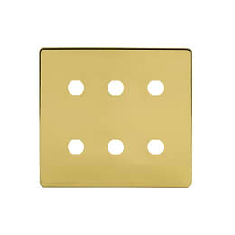 The Savoy Collection Brushed Brass 6 Gang CM Circular Module Grid Switch Plate