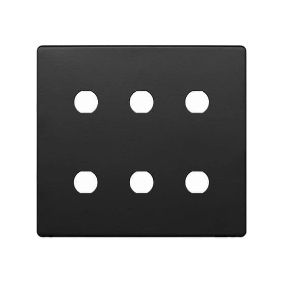 The Camden Collection Matt Black 6 Gang CM Circular Module Grid Switch Plate