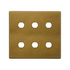 The Belgravia Collection Old Brass 6 Gang CM Circular Module Grid Switch Plate