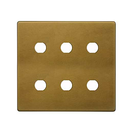 The Belgravia Collection Old Brass 6 Gang CM Circular Module Grid Switch Plate