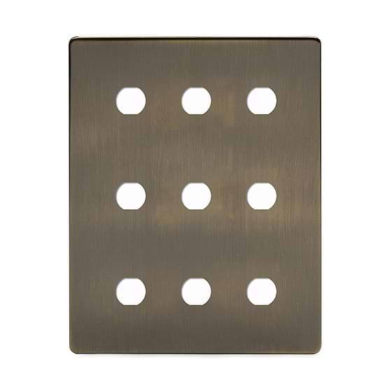 Antique Brass 9 Gang Grid Plate