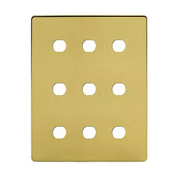 Brushed Brass 9 Gang Grid Plate
