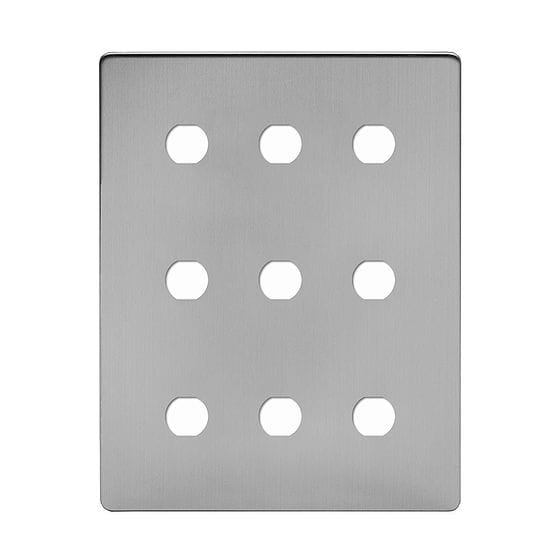 Brushed Chrome 9 Gang Grid Plate
