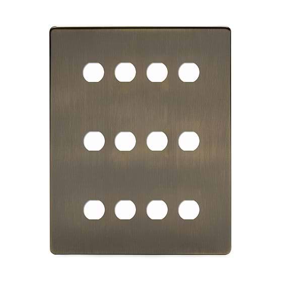 Antique Brass 12 Gang Grid Plate
