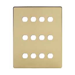 Brushed Brass 12 Gang Grid Plate
