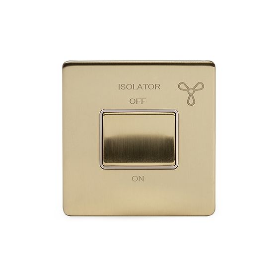 Soho Lighting Brushed Brass 10A 1 Gang 1 Way 3-Pole Fan Isolator Switch Wht Ins Screwless