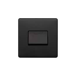 The Camden Collection Matt Black 10A 1 Gang 1 Way 3-Pole Fan Isolator Black Insert Screwless