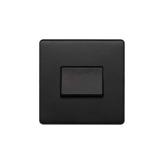 The Camden Collection Matt Black 10A 1 Gang 1 Way 3-Pole Fan Isolator Black Insert Screwless