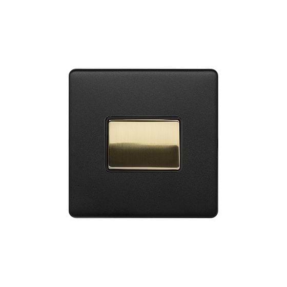 The Camden Collection Matt Black & Brushed Brass 10A 1 Gang 1 Way 3-Pole Fan Isolator Black Insert Screwless
