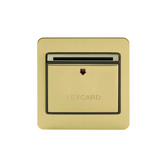 The Savoy Collection Brushed Brass 32A Key Card Switch With Black Insert