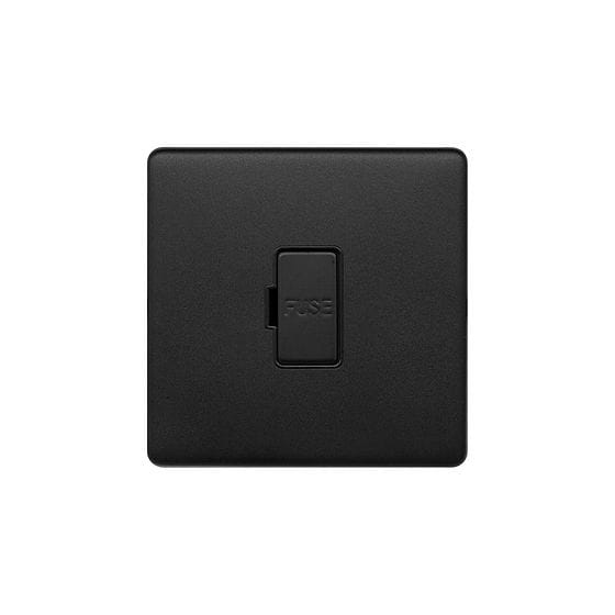 The Camden Collection Matt Black 13A Unswitched Fused Connection Unit (FCU) Black Insert Screwless
