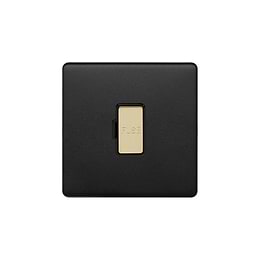 The Camden Collection Matt Black & Brushed Brass 13A Unswitched Fused Connection Unit (FCU) Black Insert Screwless