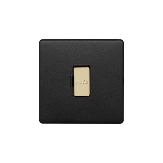 The Camden Collection Matt Black & Brushed Brass 13A Unswitched Fused Connection Unit (FCU) Black Insert Screwless