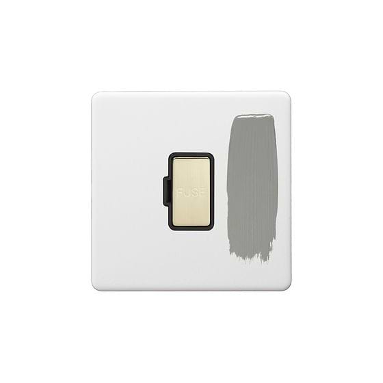 Soho Lighting Primed Paintable Fused Spur (FCU) Unswitched 13A Double Pole with Brushed Brass Switch with Black Insert