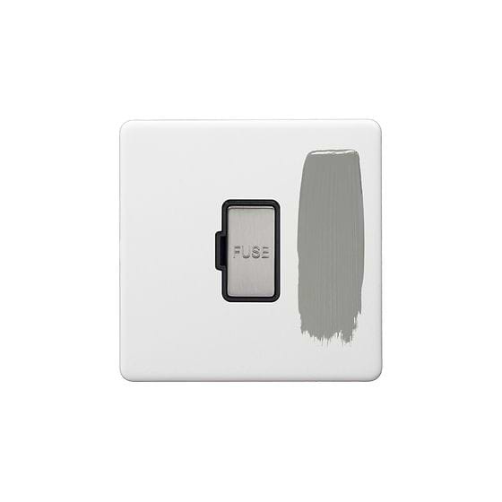 Soho Lighting Primed Paintable Fused Spur (FCU) Unswitched 13A Double Pole with Brushed Chrome Switch and Black Insert