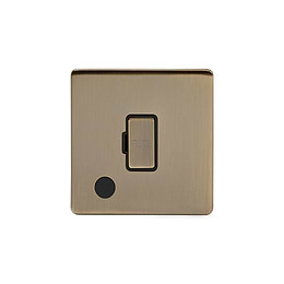 Soho Lighting Antique Brass 13A Unswitched Connection Unit Flex Outlet Blk Ins Screwless