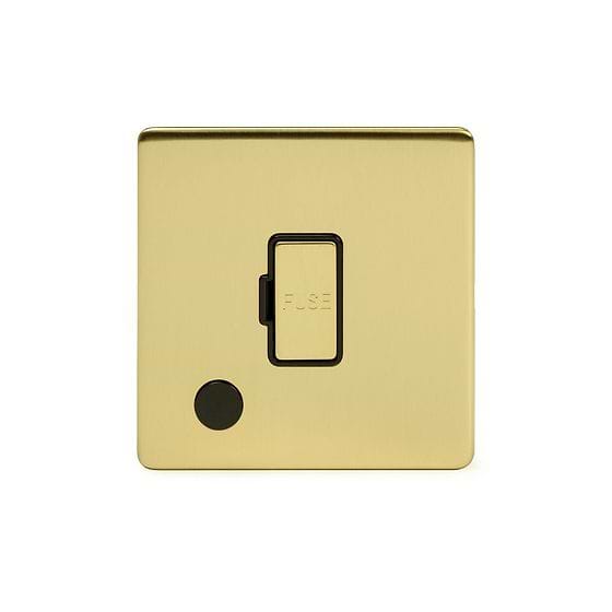 The Savoy Collection Brushed Brass 13A Unswitched Fused Connection Unit (FCU) Flex Outlet Black Insert Screwless