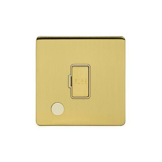 The Savoy Collection Brushed Brass 13A Unswitched Fused Connection Unit (FCU) Flex Outlet Wht Ins Screwless